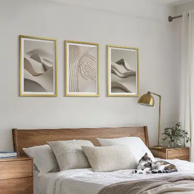 Composição de quadros moderna com ondas bege abstratas