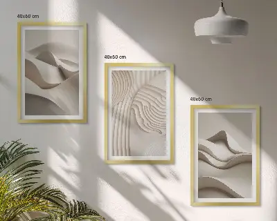 Composição de quadros moderna com ondas bege abstratas