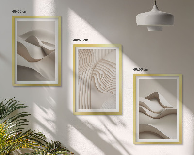 Composição de quadros moderna Ondas bege abstratas