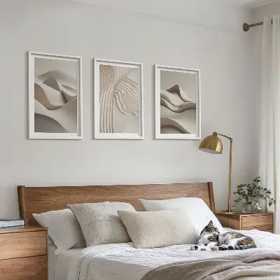 Composição de quadros moderna com ondas bege abstratas
