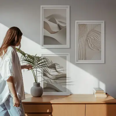 Composição de quadros moderna com ondas bege abstratas
