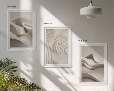 Composição de quadros moderna com ondas bege abstratas