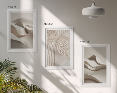 Composição de quadros moderna Ondas bege abstratas