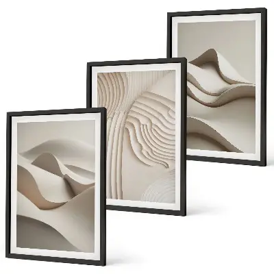 Composição de quadros moderna com ondas bege abstratas