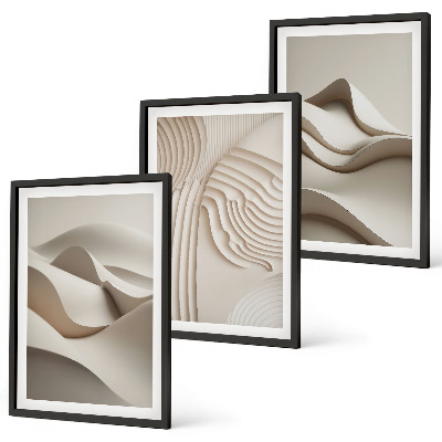 Composição de quadros moderna Ondas bege abstratas