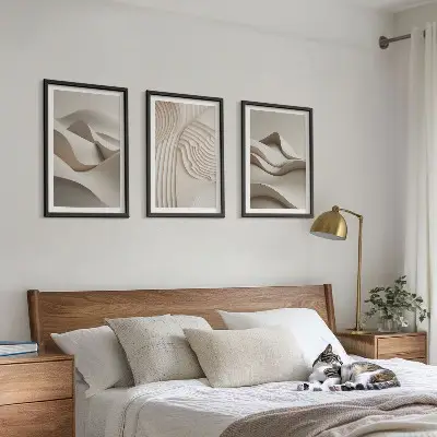 Composição de quadros moderna com ondas bege abstratas