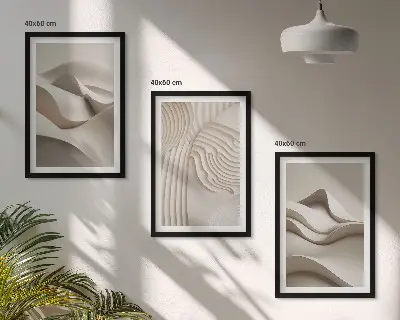 Composição de quadros moderna com ondas bege abstratas