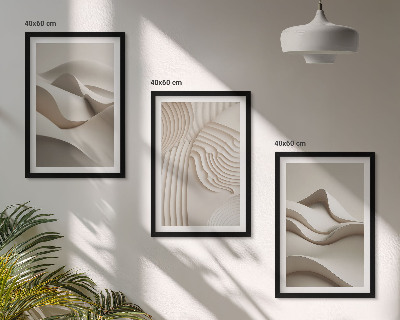Composição de quadros moderna Ondas bege abstratas