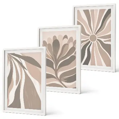 Conjunto de quadros moderno com padrões abstratos de plantas