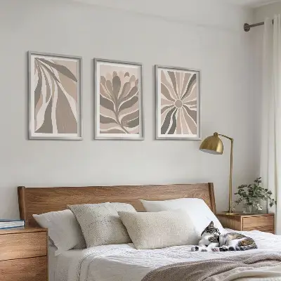 Conjunto de quadros moderno com padrões abstratos de plantas