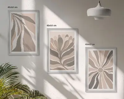 Conjunto de quadros moderno com padrões abstratos de plantas