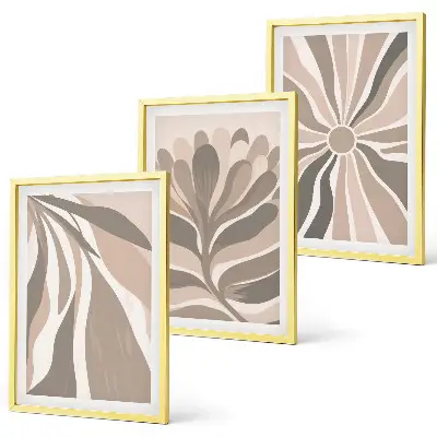Conjunto de quadros moderno com padrões abstratos de plantas