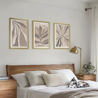 Conjunto de quadros moderno com padrões abstratos de plantas