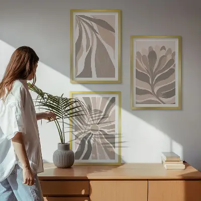 Conjunto de quadros moderno com padrões abstratos de plantas