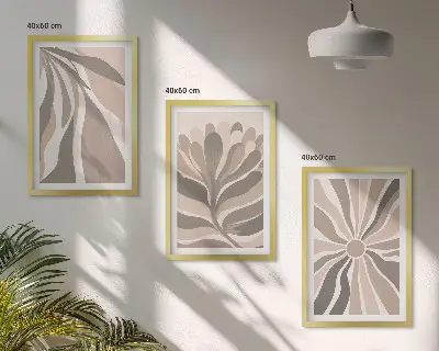 Conjunto de quadros moderno com padrões abstratos de plantas