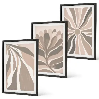 Conjunto de quadros moderno com padrões abstratos de plantas
