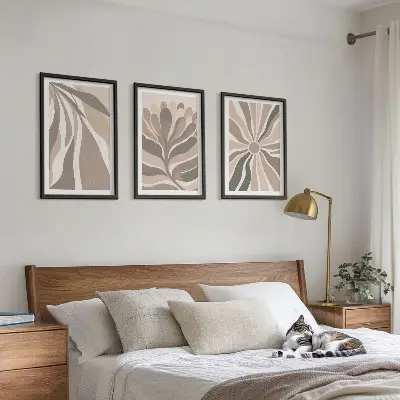 Conjunto de quadros moderno com padrões abstratos de plantas