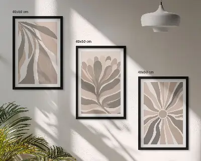 Conjunto de quadros moderno com padrões abstratos de plantas