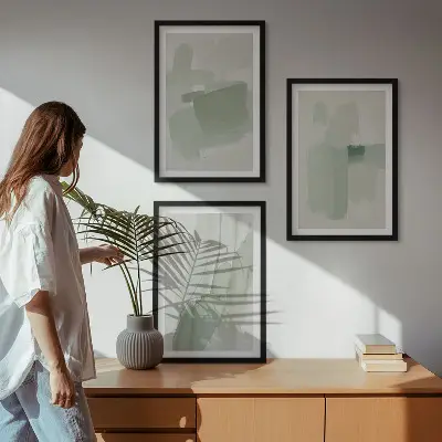 Composição de quadros moderna com padrões abstratos em aquarela