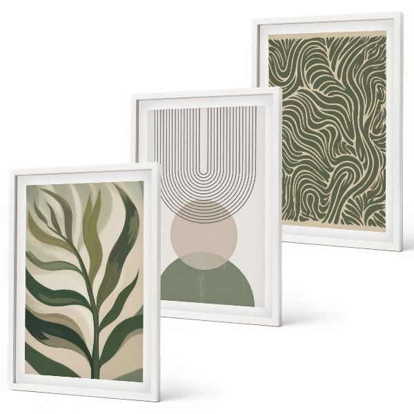 Conjunto de quadros para sala de estar Formas geométricas de folhas