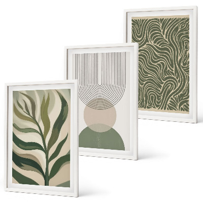 Conjunto de quadros para sala de estar Formas geométricas de folhas