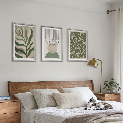 Conjunto de quadros para sala de estar Formas geométricas de folhas