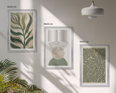 Conjunto de quadros para sala de estar Formas geométricas de folhas