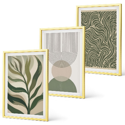Conjunto de quadros para sala de estar Formas geométricas de folhas