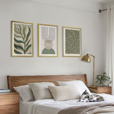 Conjunto de quadros para sala de estar Formas geométricas de folhas