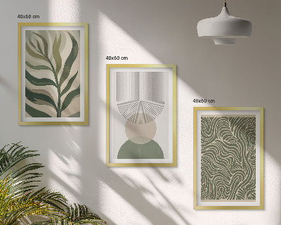 Conjunto de quadros para sala de estar Formas geométricas de folhas
