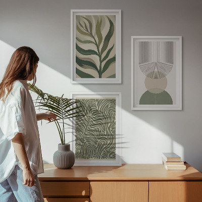 Conjunto de quadros para sala de estar Formas geométricas de folhas