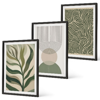 Conjunto de quadros para sala de estar Formas geométricas de folhas