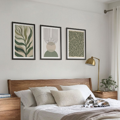 Conjunto de quadros para sala de estar Formas geométricas de folhas