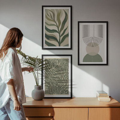 Conjunto de quadros para sala de estar Formas geométricas de folhas