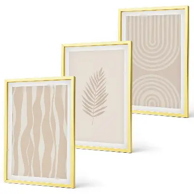 Composição de quadros moderna com padrões de plantas em tons bege