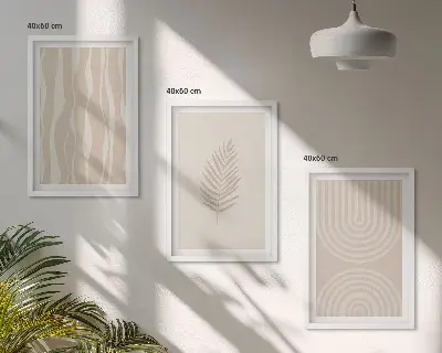 Composição de quadros moderna com padrões de plantas em tons bege