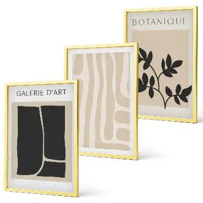 Conjunto de quadros para sala de estar com formas abstratas de plantas