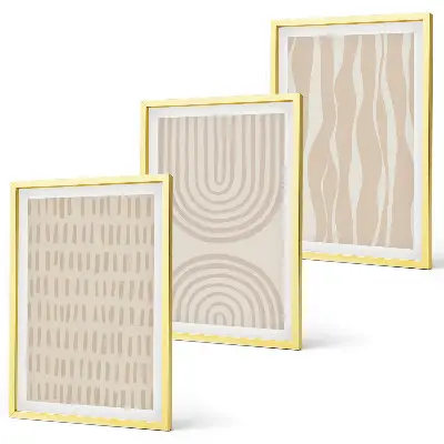 Composição de quadros moderna com padrões abstratos em tons de bege