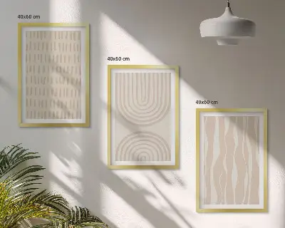 Composição de quadros moderna com padrões abstratos em tons de bege