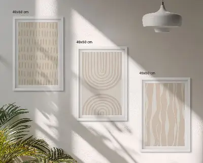 Composição de quadros moderna com padrões abstratos em tons de bege