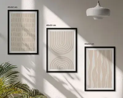 Composição de quadros moderna com padrões abstratos em tons de bege