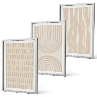 Composição de quadros moderna com padrões abstratos em tons de bege