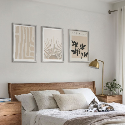 Conjunto de 3 quadros com moldura Padrões abstratos de plantas
