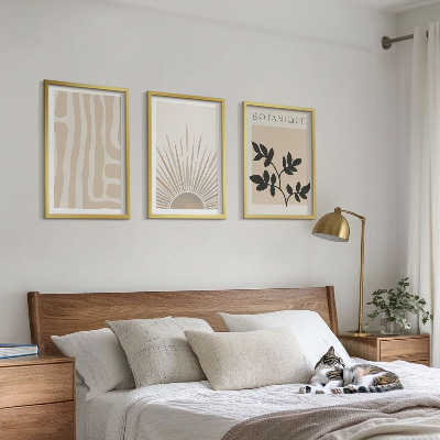 Conjunto de 3 quadros com moldura Padrões abstratos de plantas