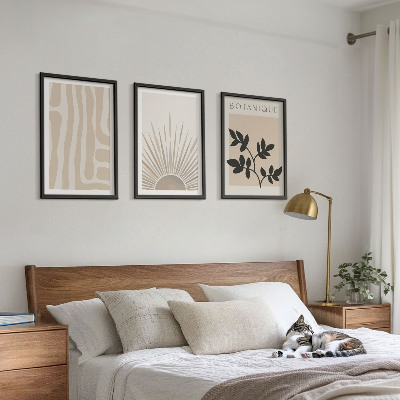 Conjunto de 3 quadros com moldura Padrões abstratos de plantas