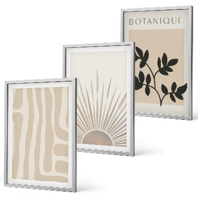 Conjunto de 3 quadros com moldura Padrões abstratos de plantas