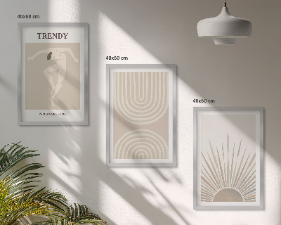 Conjunto de quadros para sala de estar Pôsteres abstratos boho em tons pastel