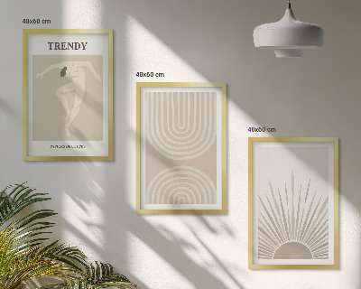 Conjunto de quadros para sala de estar Pôsteres abstratos boho em tons pastel