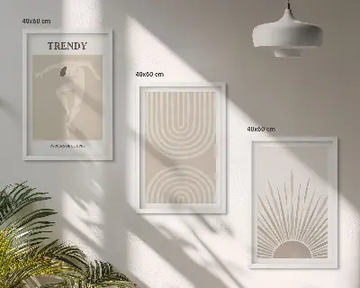 Conjunto de quadros para sala de estar com pôsteres abstratos boho em tons pastel