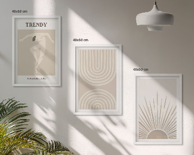 Conjunto de quadros para sala de estar Pôsteres abstratos boho em tons pastel
